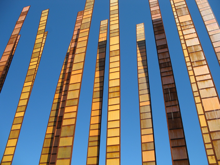 Art outside the Experience Music Project representing arms of guitars