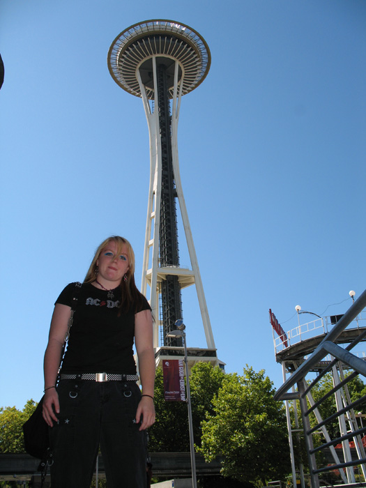 Isabella poses by the Space Needle