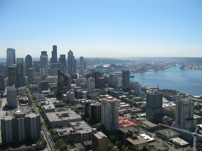 A view of downtown Seattle from the Space Needle