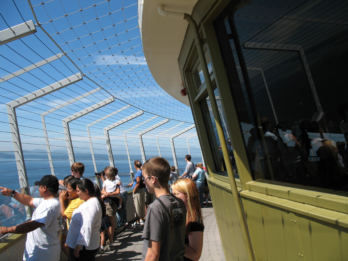 Erik and Isabella enjoys the view of Seattle from the Space Needle