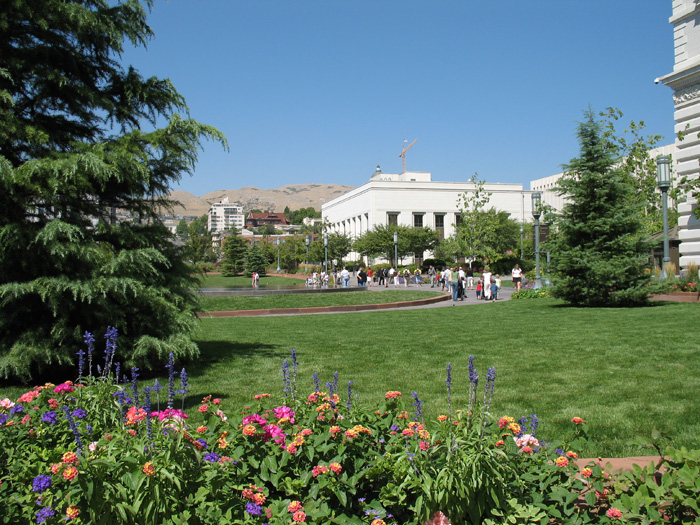 The mormons love flowers and have beautiful displays in town