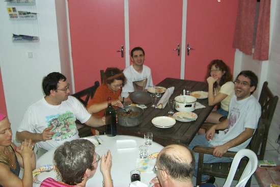 Eating dinner together