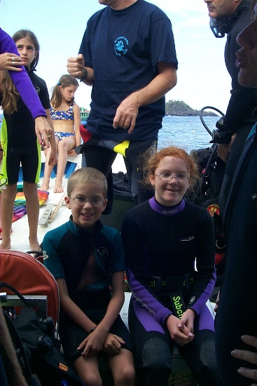 Erik and Izzy dressed up for a dive