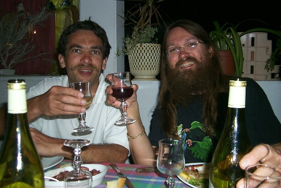 Thierry and Per enjoying some wine at dinner