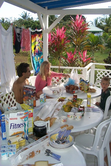 Eating breakfast