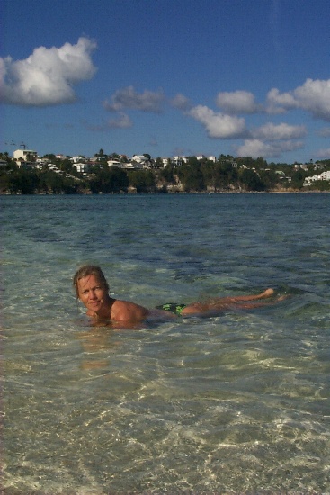 Lilly taking one last dip in the warm waters