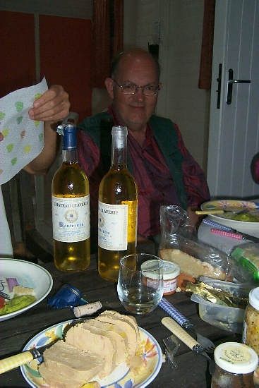 Dad waiting for chilled Sauternes and Fois Gras
