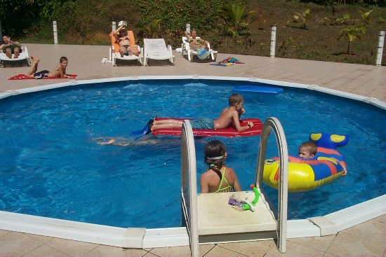 Taking it easy back home in the pool