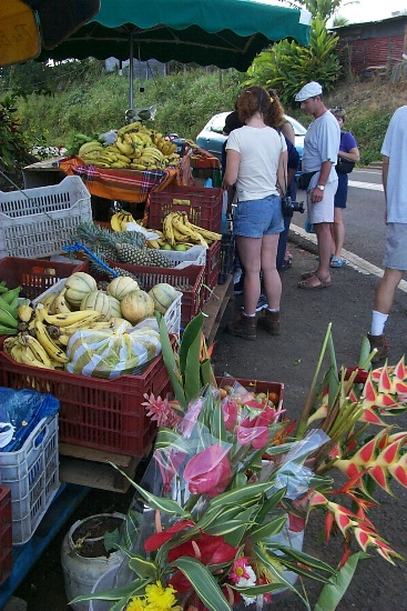 Buying some fruits and vegetables before dinner