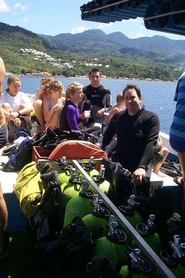 On the dive boat after a dive