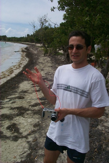 Naveed showing off his new camera strap