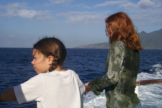Morgane and Isabella on the boat to Les Saintes