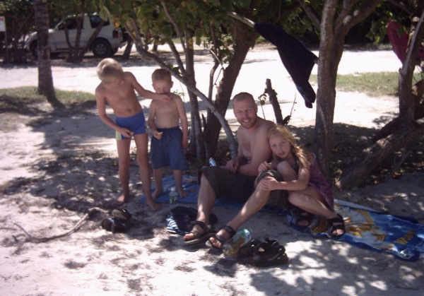 Bengt and kids enjoy a day at a windsurfer's beach