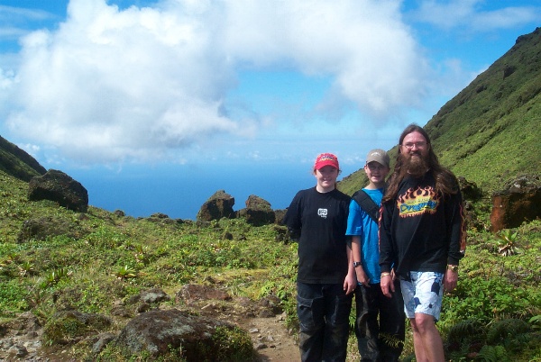 Just below the volcano and at the start of the big descent