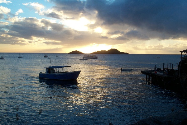 Sunset at the diving place before our night dive