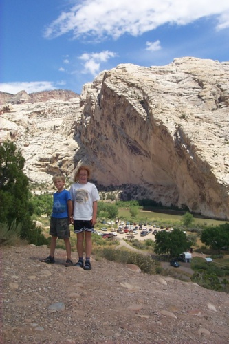 Campground, raft launch and tilted rocks