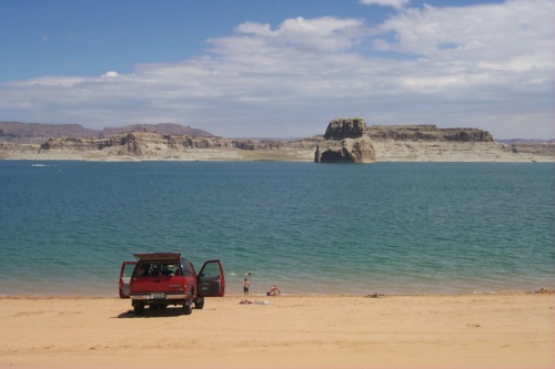Parked on the shores of Lake Powell